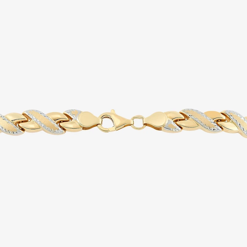 Two-Tone 10K Gold 8" Diamond-Cut Stampato Link Bracelet