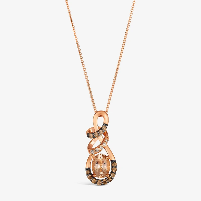Le Vian® Pendant featuring 7/8 CT. Peach Morganite™ 1/4 CT. Chocolate Diamonds® 1/20 CT. Nude Diamonds™ set in 14K Strawberry Gold®