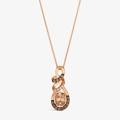 Le Vian® Pendant featuring 7/8 CT. Peach Morganite™ 1/4 CT. Chocolate Diamonds® 1/20 CT. Nude Diamonds™ set in 14K Strawberry Gold®