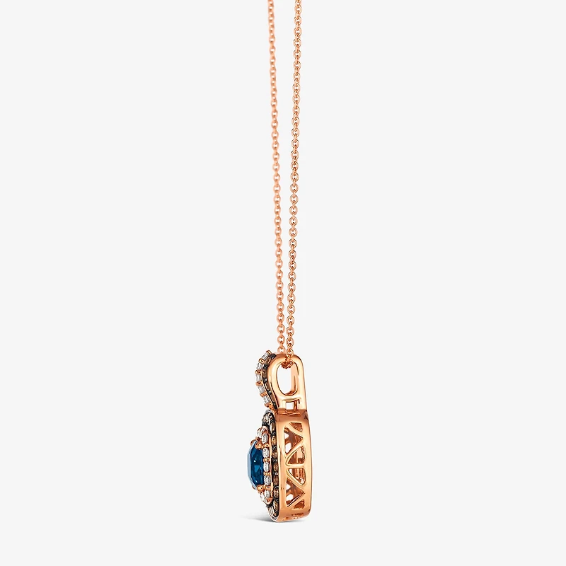 Le Vian® Pendant featuring 1 CT. Deep Sea Blue Topaz™ 1/4 CT. Nude Diamonds™ 3/8 CT. Chocolate Diamonds® set in 14K Strawberry Gold®