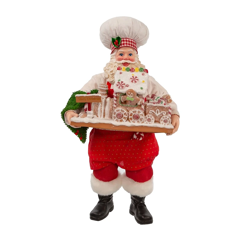 Kurt Adler 11in Fabrich㉠With Gingerbread Train Christmas Santa Figurine