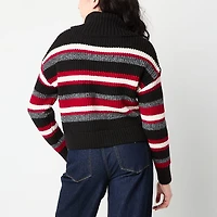 by&by Juniors Womens Cowl Neck Long Sleeve Striped Pullover Sweater
