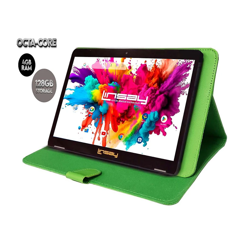 LINSAY® 10.1 Octa Core 128Gb Android 15 Tablet Case
