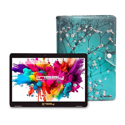 LINSAY® 10.1 Octa Core 128Gb Android 15 Tablet Flowers Case