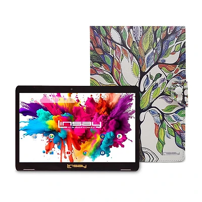 LINSAY® 10.1 Octa Core 128Gb Android 15 Tablet Tree Case