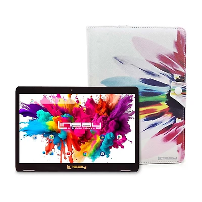 LINSAY® 10.1 Octa Core 128Gb Android 15 Tablet Rainbow Case