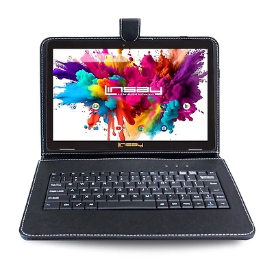 LINSAY® 10.1 Octa Core 128Gb Android 15 Tablet Keyboard