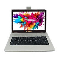 LINSAY® 10.1 Octa Core 128Gb Android 15 Tablet Silver Keyboard