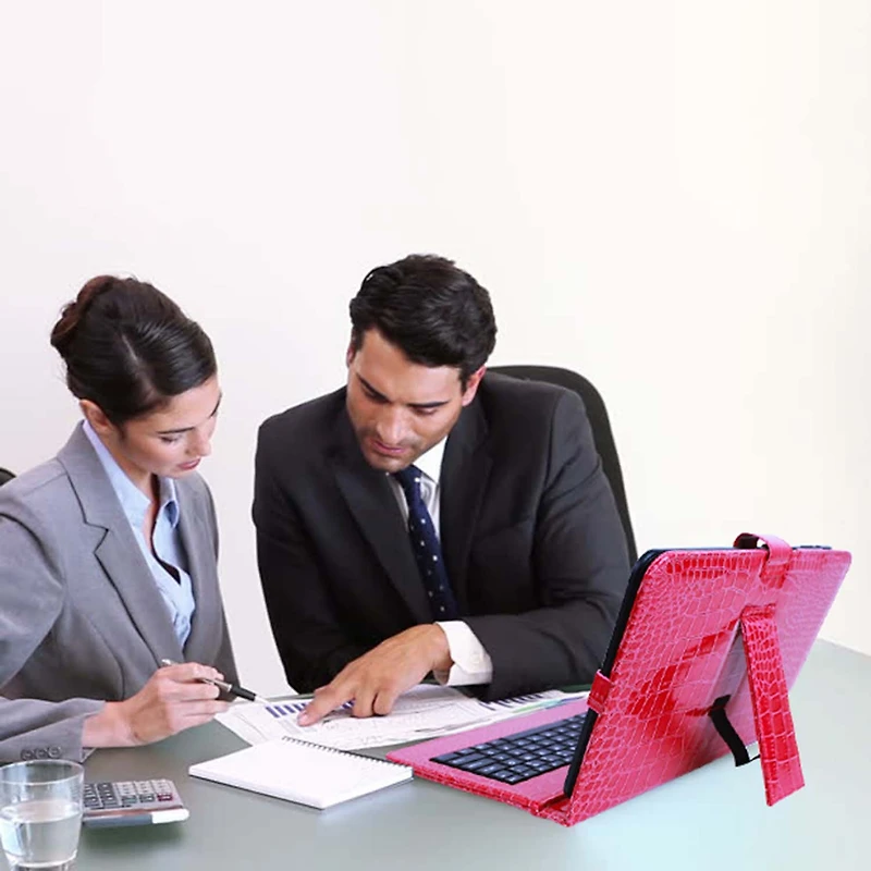 LINSAY® 10.1 Octa Core 128Gb Android 15 Tablet Croc Keyboard