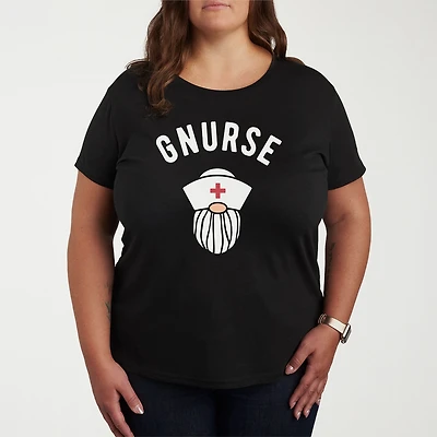 Nurse Womens Plus Crew Neck Short Sleeve T-Shirt