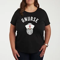 Nurse Womens Plus Crew Neck Short Sleeve T-Shirt