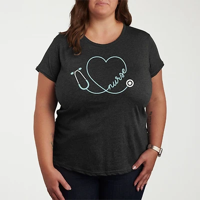 Nurse Womens Plus Crew Neck Short Sleeve T-Shirt