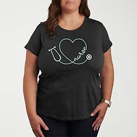 Nurse Womens Plus Crew Neck Short Sleeve T-Shirt