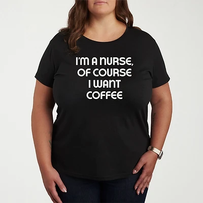 Nurse Womens Plus Crew Neck Short Sleeve T-Shirt