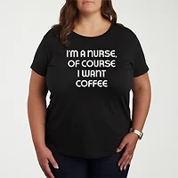 Nurse Womens Plus Crew Neck Short Sleeve T-Shirt