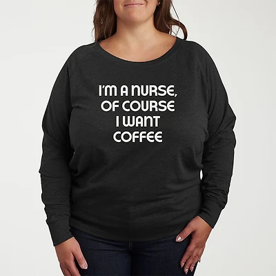 Nurse Womens Plus Crew Neck Long Sleeve T-Shirt