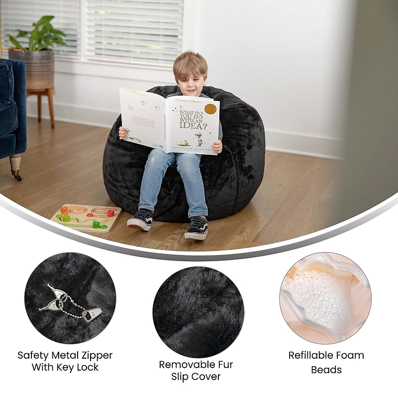 Dillion Bean Bag Furry Chair