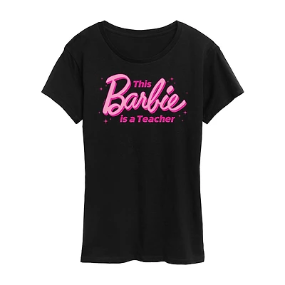 Teacher Womens Short Sleeve Regular Fit Barbie Graphic T-Shirt