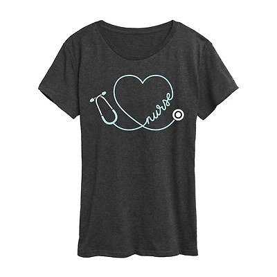 Nurse Womens Round Neck Short Sleeve Regular Fit Graphic T-Shirt