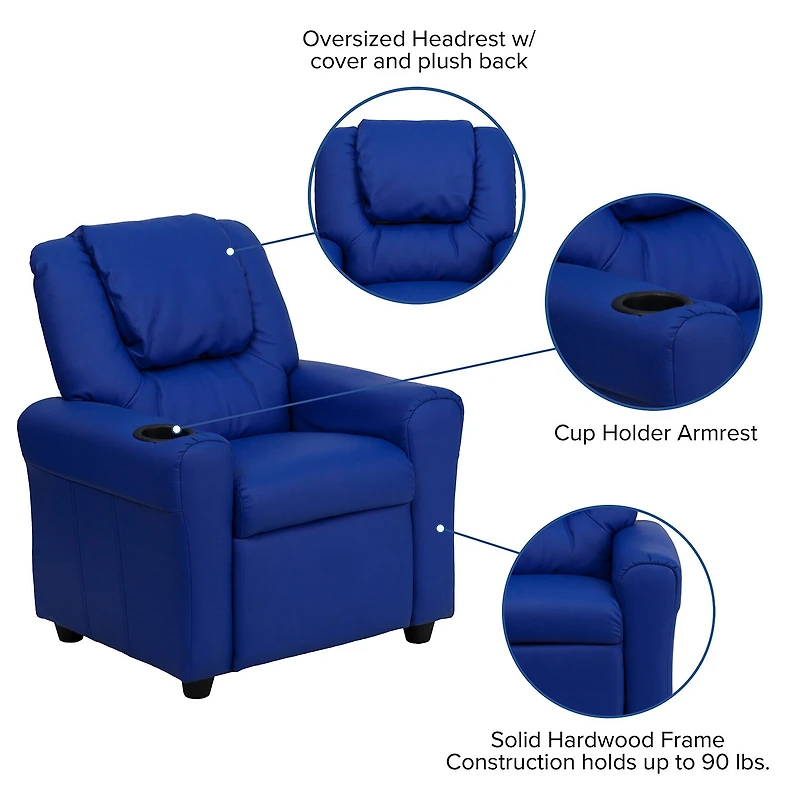 Vana Plush Recliner with Cup Holder for Kids