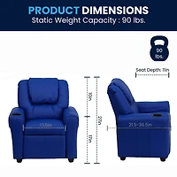 Vana Plush Recliner with Cup Holder for Kids