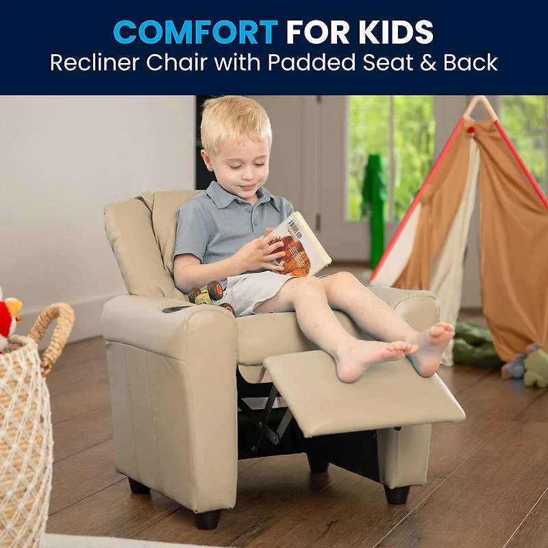 Vana Plush Recliner with Cup Holder for Kids