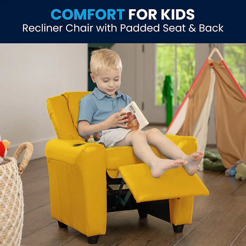 Vana Plush Recliner with Cup Holder for Kids