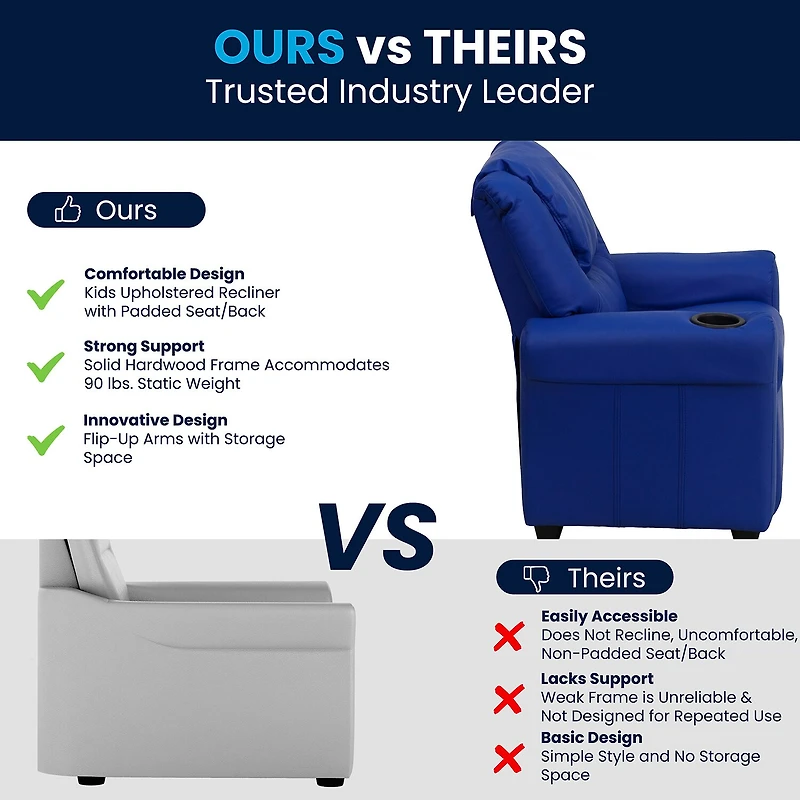 Vana Plush Recliner with Cup Holder for Kids