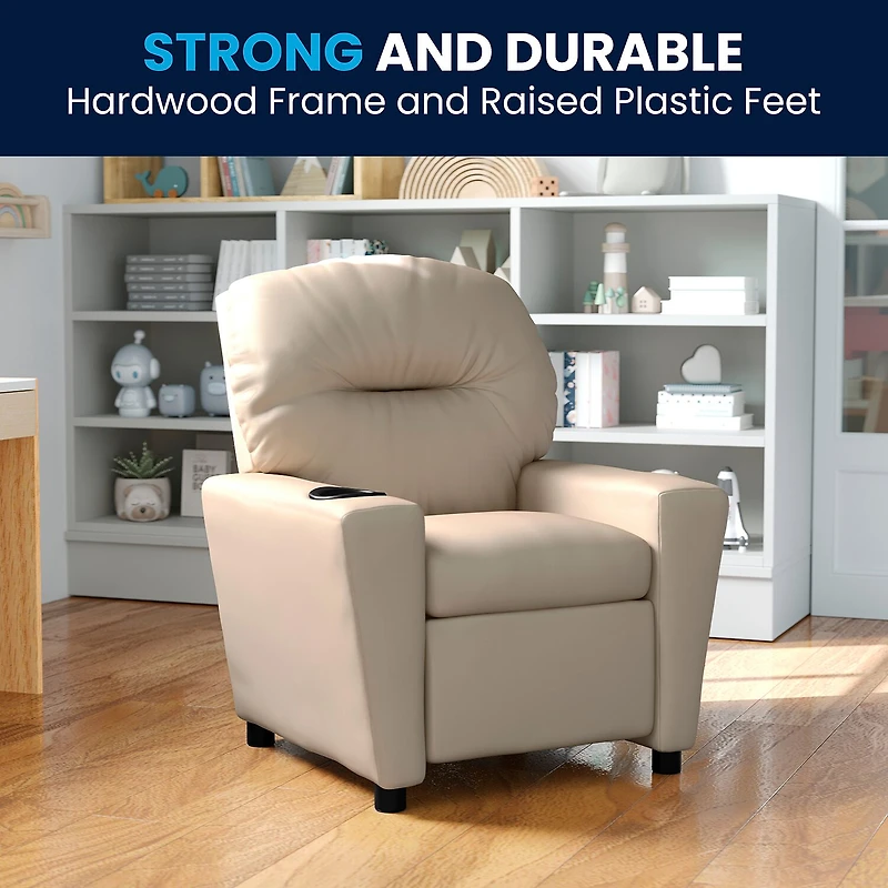 Chandler Plush Recliner with Cup Holder for Kids