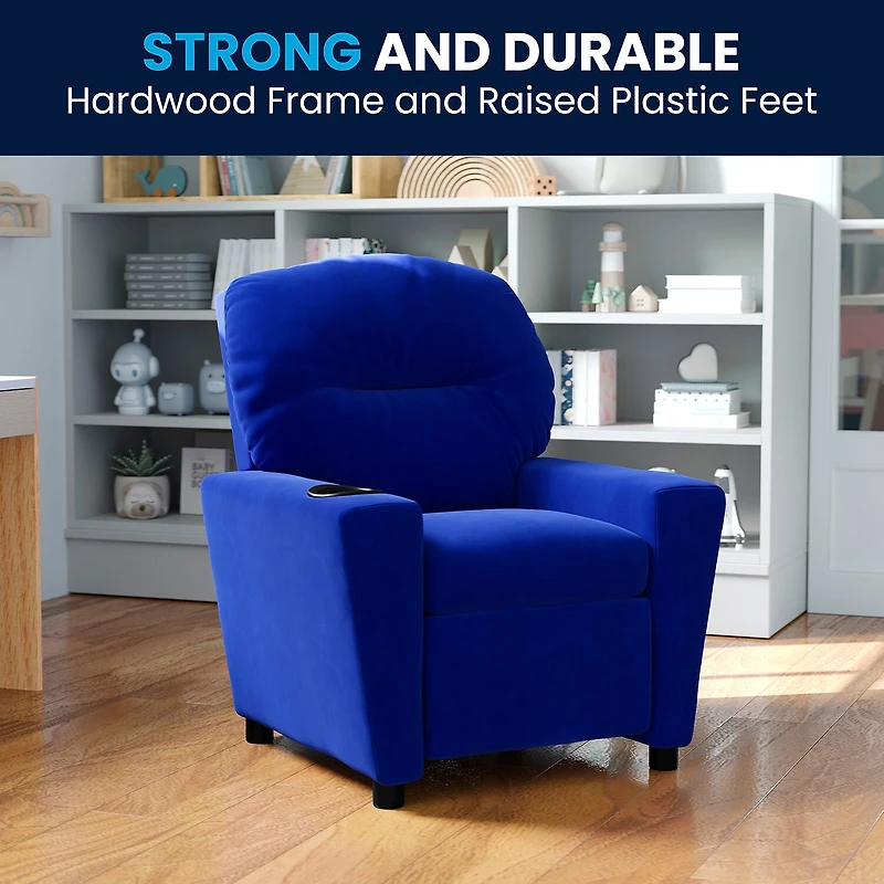 Chandler Plush Recliner with Cup Holder for Kids