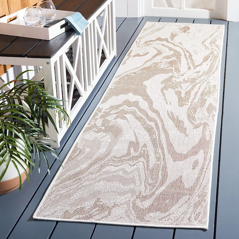 Martha Stewart Dalia Geometric Washable 26" X 108" Outdoor Rectangular Runner"
