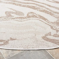 Martha Stewart Dalia Geometric Washable 6'7" X 6'7" Outdoor Round Area Rug