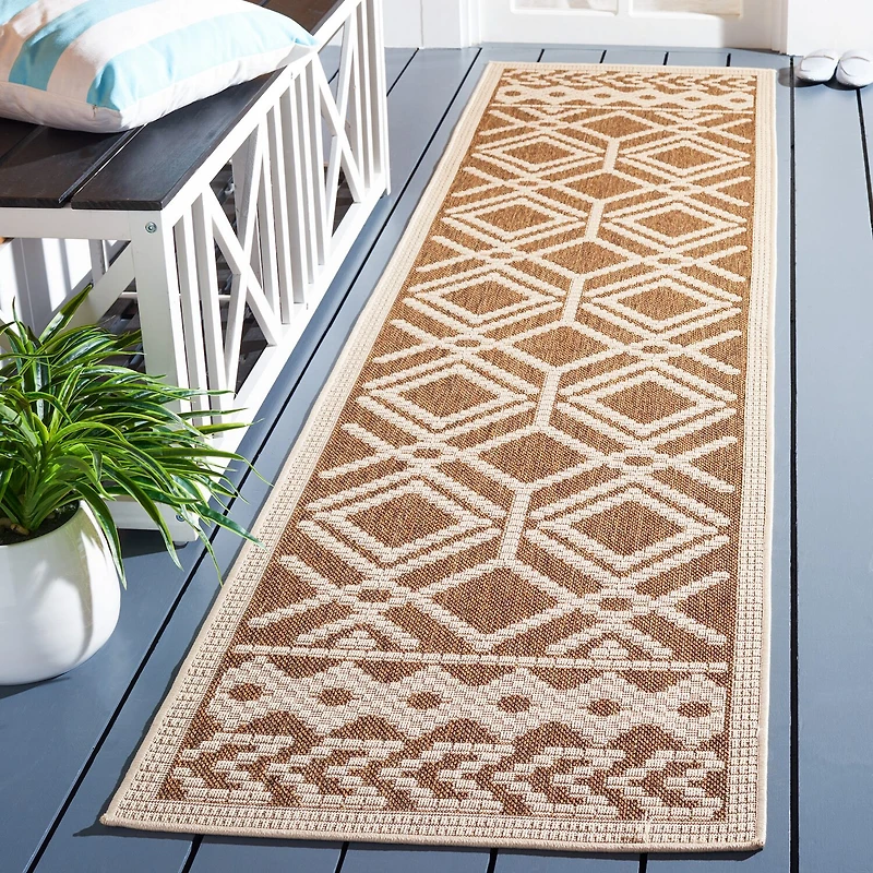 Martha Stewart Ava Bordered Washable 26" X 108" Outdoor Rectangular Runner