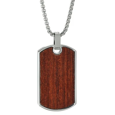 Mens Stainless Steel and Forged Carbon Fiber Reversible Dog Tag Necklace