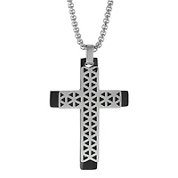 Mens Sterling Silver Cross Inch Pendant Necklace