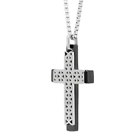 Mens Sterling Silver Cross Inch Pendant Necklace
