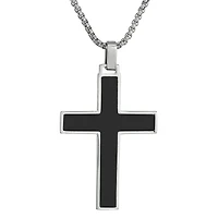 Mens Sterling Silver Cross 24 Inch Pendant Necklace