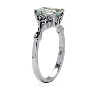 Womens Genuine Blue Aquamarine Platinum Over Silver Cocktail Ring