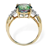 Womens Diamond Accent Genuine Mystic Fire Topaz 18K Gold Over Silver Cocktail Ring