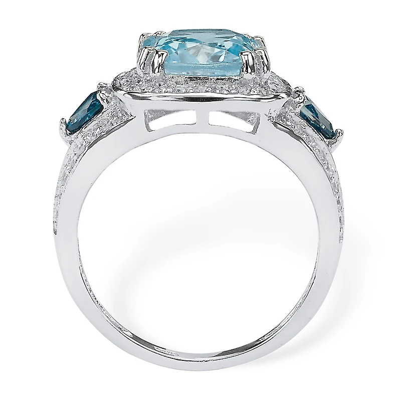 Womens Genuine Blue Topaz Cocktail Ring