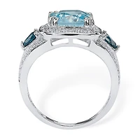 Womens Genuine Blue Topaz Cocktail Ring