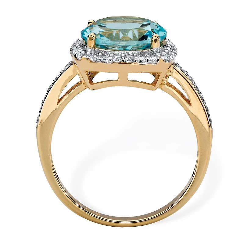 Womens Genuine Blue Topaz 14K Gold Over Silver Cocktail Ring