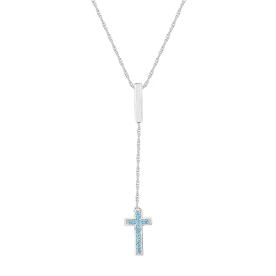 Womens Blue Topaz Sterling Silver 18 Inch Y Necklace