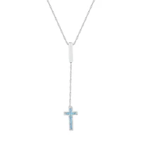 Womens Blue Topaz Sterling Silver 18 Inch Y Necklace