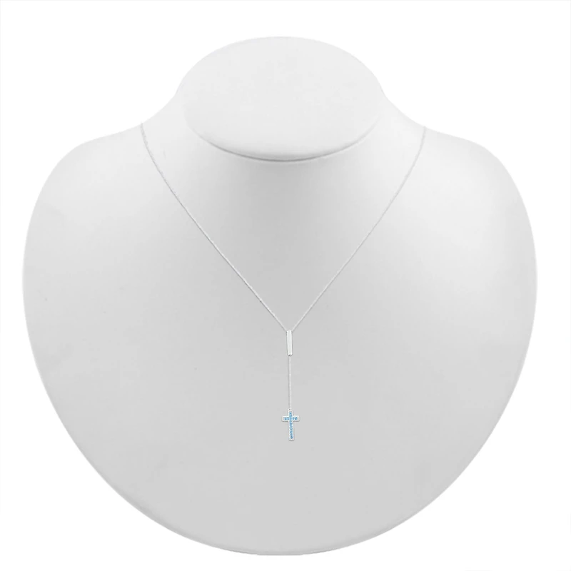 Womens Blue Topaz Sterling Silver 18 Inch Y Necklace