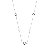 Womens Genuine Purple Amethyst Sterling Silver Diamond 18 Inch Pendant Necklace