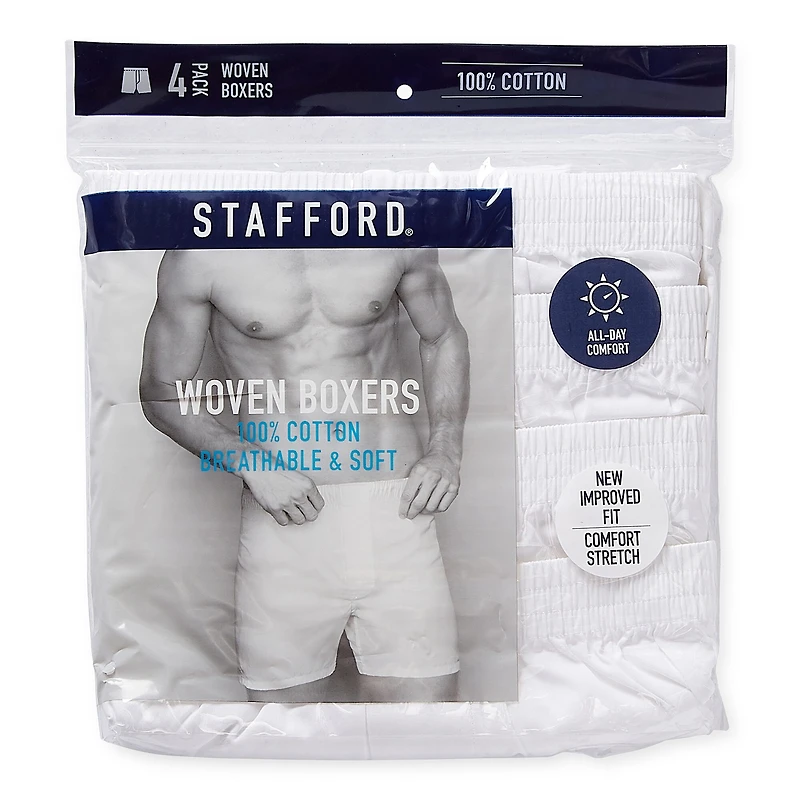 Stafford Woven Mens 4 Pack Boxers 305919