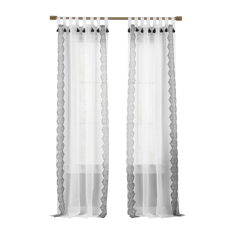 Threadmade Shilo Tab Top Sheer Single Curtain Panel