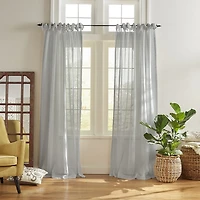 Threadmade Vienna Tie Top Sheer Single Curtain Panel