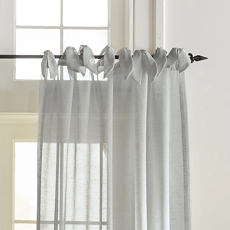 Threadmade Vienna Tie Top Sheer Single Curtain Panel